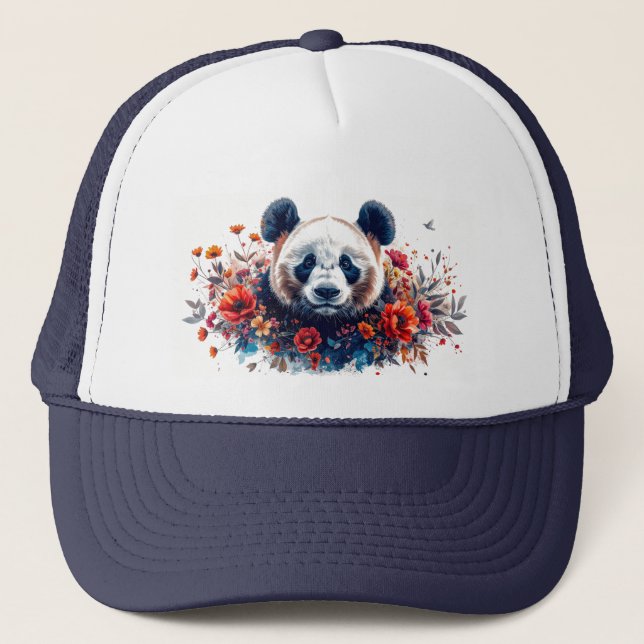 Panda bland blommor keps (Framsida)