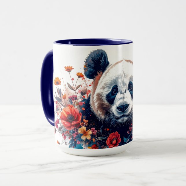 Panda bland blommor mugg (Framsida vänster)