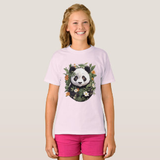 Panda bland blomsterprakt t shirt