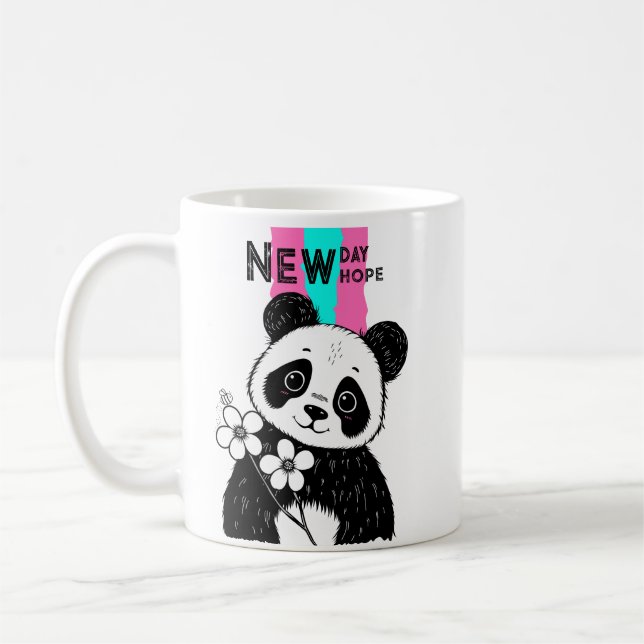 panda-blomma kaffemugg (Vänster)