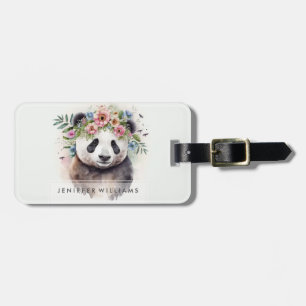 Panda Blommor Akvarell Bagagebricka