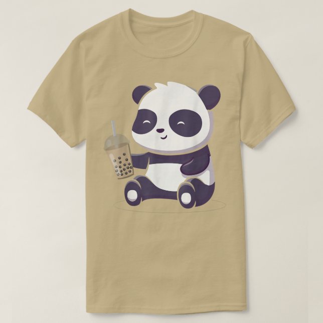 Panda Boba Bubble Tea Anime Kawaii Japansk Otaku T Shirt (Design framsida)
