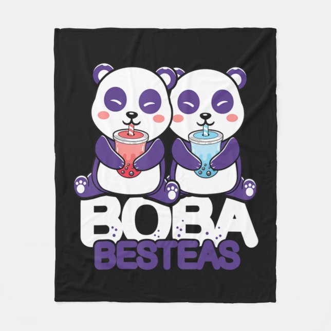 Panda Boba Bubble Tea Anime Kawaii Neko Girls Fleecefilt (Framsidan)