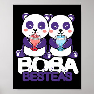Panda Boba Bubble Tea Anime Kawaii Neko Girls Poster