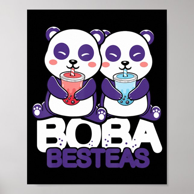 Panda Boba Bubble Tea Anime Kawaii Neko Girls Poster (Framsidan)