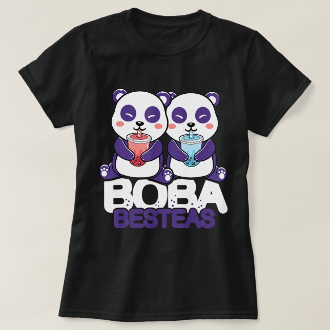 Panda Boba Bubble Tea Anime Kawaii Neko Girls T Shirt (Design framsida)