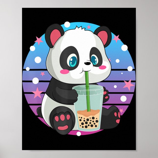 Panda Boba Te Bubbel Te Anime Kawaii Neko  Poster (Framsidan)