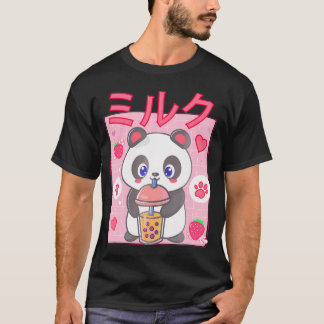 Panda Boba Tea Bubble Tea Anime Kawaii Strawberry T Shirt