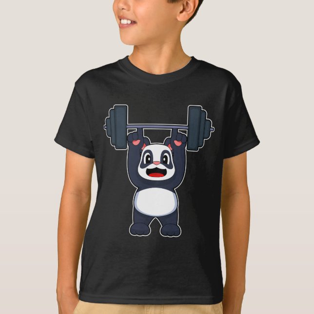 Panda Bodybuilder Hantel Bodybuilding T Shirt (Framsida)