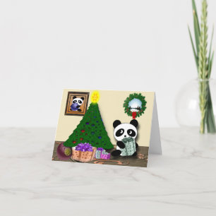 Panda bowling hälsning helgkort