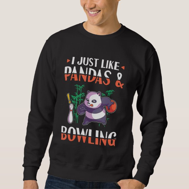 Panda Bowling I kärlek Pandas Lång Ärmad Tröja (Framsida)