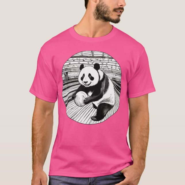 Panda Bowling Player Funny Bowlareare För manar T Shirt (Framsida)