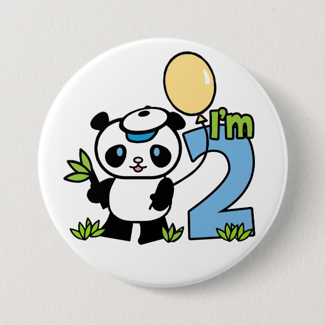 Panda Boy 2nd Birthday Knapp (Framsida)