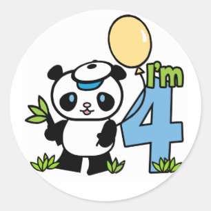 Panda Boy 4e födelsedagen Runt Klistermärke