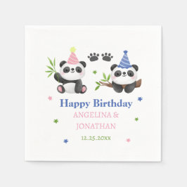 Panda Boy and Girl Joint Birthday Pappersservett