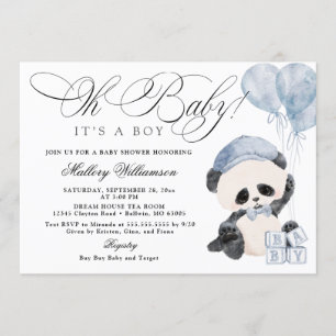 Panda Boy Shower-inbjudan Inbjudningar
