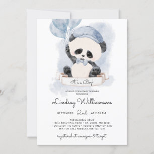 Panda Boy Shower Inbjudningar