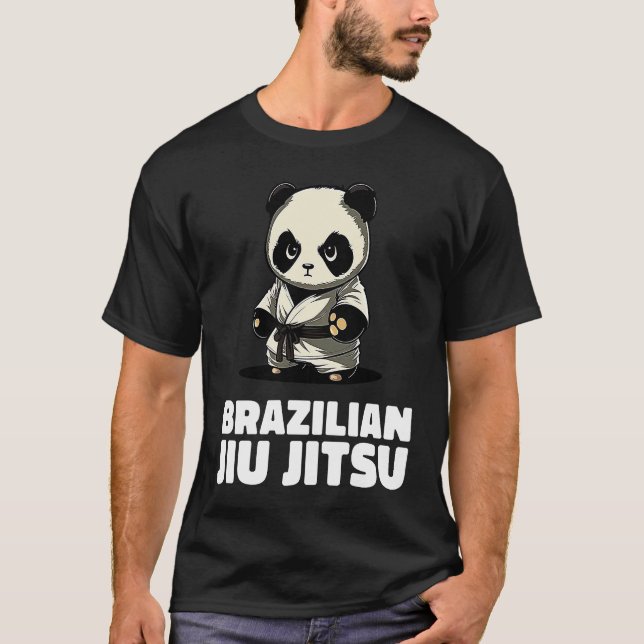 Panda Brazilian Jiu Jitsu and Grappling T Shirt (Framsida)