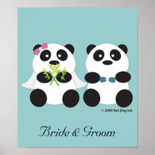 Panda Bride och Groom Poster