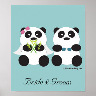 Panda Bride och Groom Poster