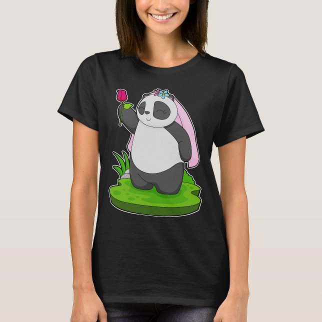Panda Bride Ro Bröllop T Shirt (Framsida)