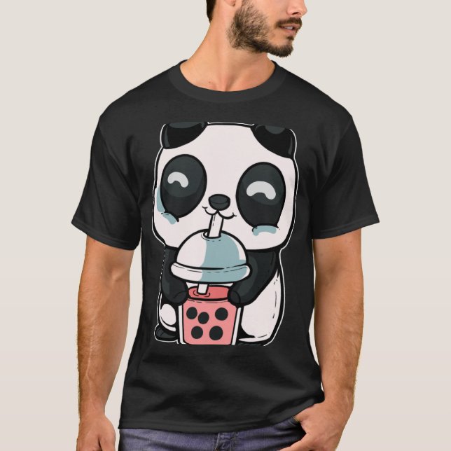 Panda bubble tea Tea T Shirt (Framsida)