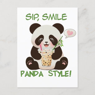 Panda Bubble tea Vykort