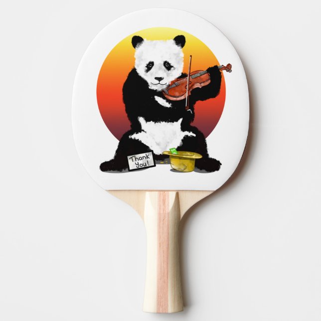 Panda Busking Spela en fiolin Pingisracket (Framsidan)