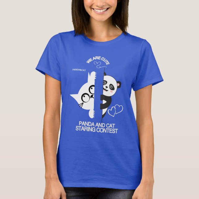 PANDA CAT Roligt Cute T Shirt (Framsida)