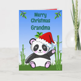 Panda Christmas Folded Greeting Card Kort