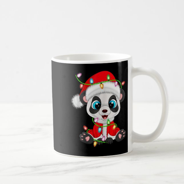 Panda Christmas Lights Santa Costume Cute Animal X Kaffemugg (Höger)