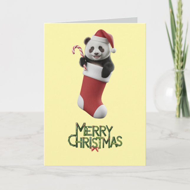 Panda Christmas Stocking Kort (Framsida)