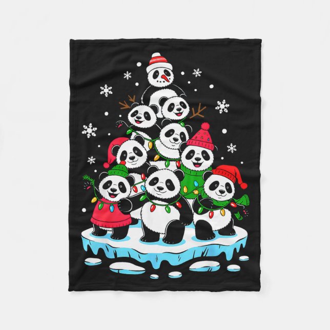 Panda Christmas Tree Panda Lover Xmas Squad Men Wo Fleecefilt (Framsidan)
