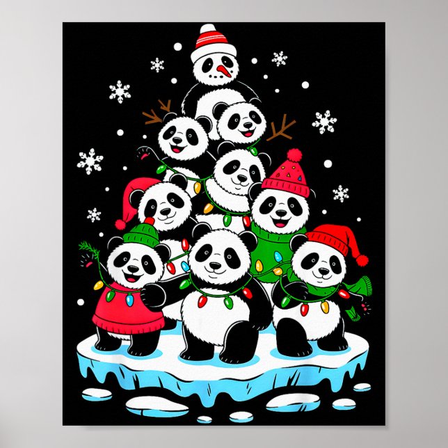 Panda Christmas Tree Panda Lover Xmas Squad Men Wo Poster (Framsidan)