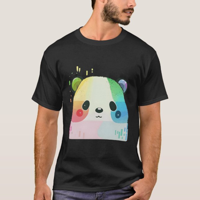 Panda Colorful Anime Coon Teckning Rainbow T Shirt (Framsida)