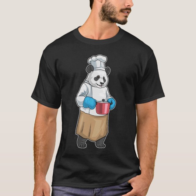 Panda Cook Cooking pot Cooking T Shirt (Framsida)