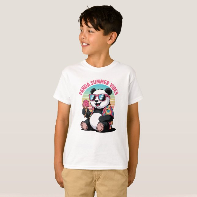  Panda Cool Été Glace Enfant T Shirt (Hel framsida)