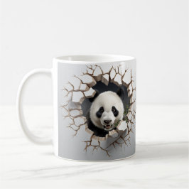 Panda Cracks Hål Art Panda Saschand 3D Kaffemugg