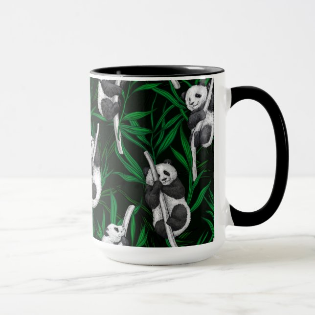 Panda cubs on dark green mugg (Höger)