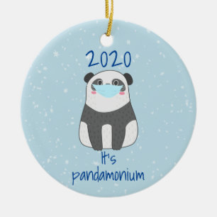Panda Cute-julmässan Ansikte 2020 Julgransprydnad Keramik