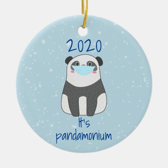 Panda Cute-julmässan Ansikte 2020 Julgransprydnad Keramik (Framsidan)