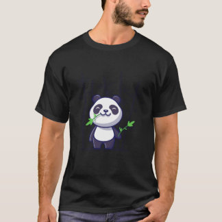 Panda Cute Panda Eat Bamboo Tecknad Vector Icon Il T Shirt
