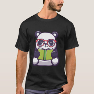 Panda Cute Panda Reading Bok Tecknad T Shirt