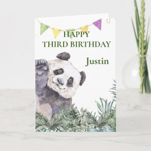 Panda Cutie Födelsedag Grönska Vattenfärg Kort