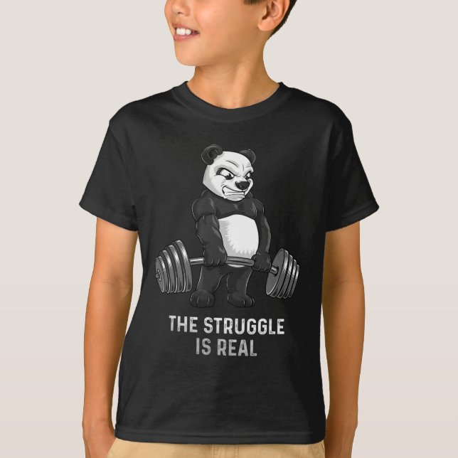 Panda Deadlift Powerlifter Funny Bodybuilding T Shirt (Framsida)