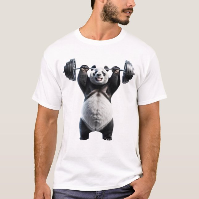 Panda Deadlift Weightlift Funny Fitness T Shirt (Framsida)