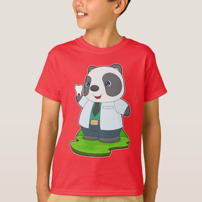 Panda Dentist Tooth T Shirt (Framsida)