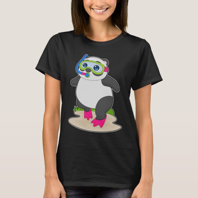 Panda Diver Snorkel Diving T Shirt (Framsida)