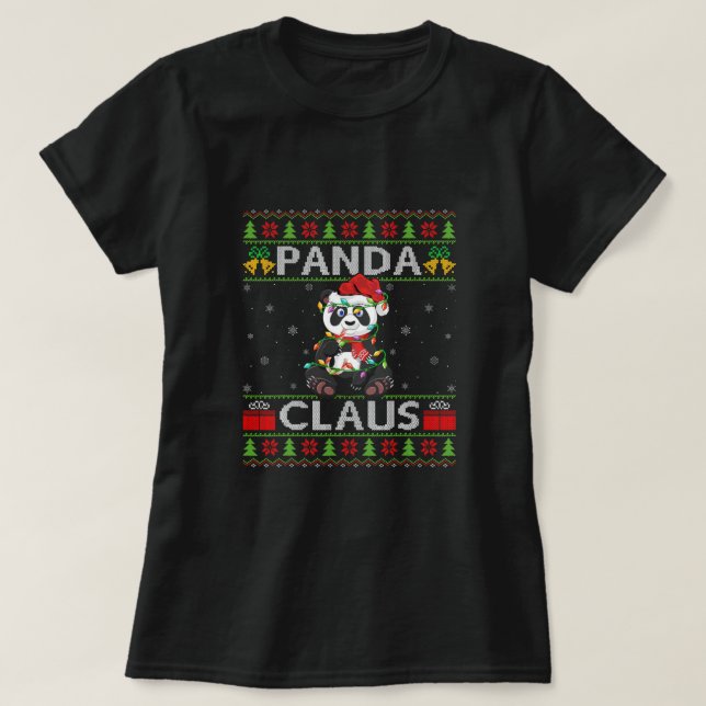 Panda Djur Älskare Xmas Rolig Ful Panda Claus Chr T Shirt (Design framsida)