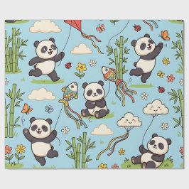 Panda-drake Pappersomslag – Vårträdgårdssnurr Presentpapper